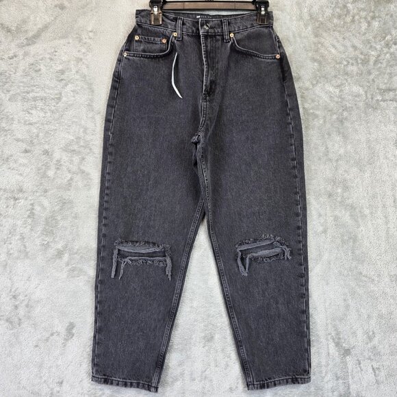 ASOS Design Jeans Womens 28 Black Petite High Rise Distressed Ripped 26 Inseam - Picture 1 of 11